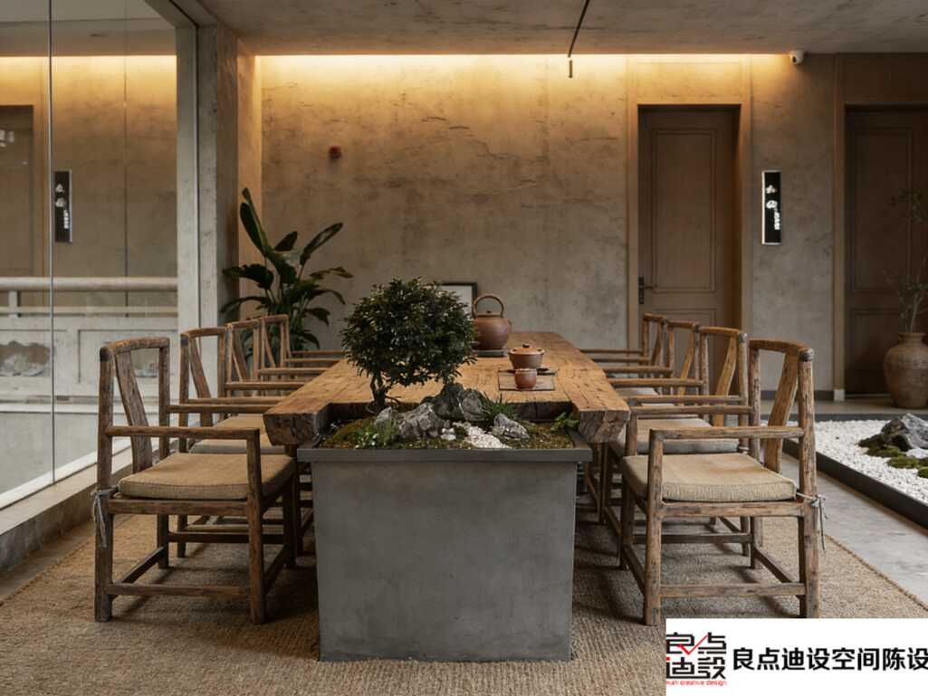 爆改300㎡水泥房!侘寂风茶馆装修软装设计揭秘，每一处都是治愈系天花板!​